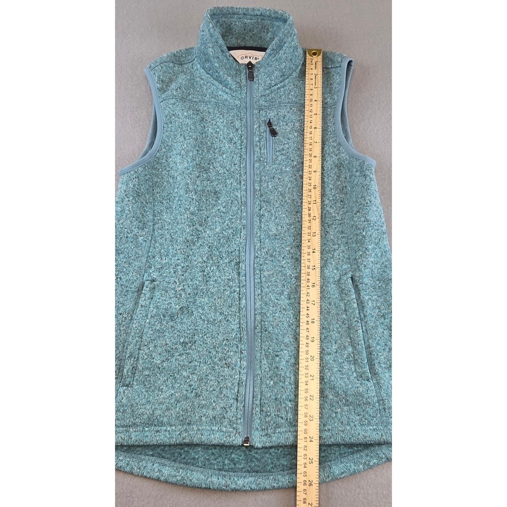 Orvis Womens Sweater Fleece Vest Teal Blue Marl Full Zip Sleeveless Jacket Small - Picture 4 of 8